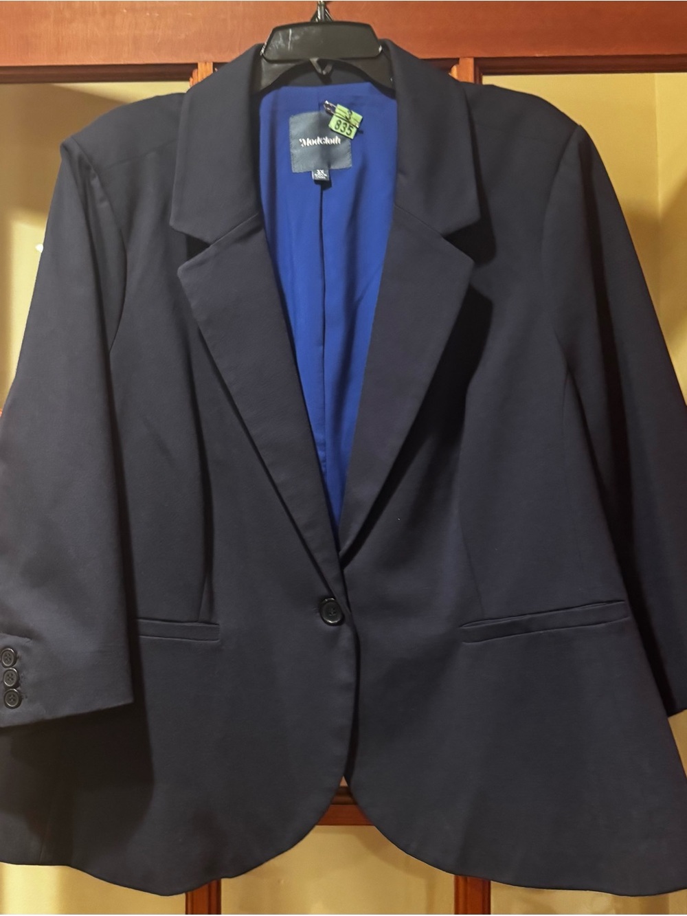 ModCloth Black Tailored Blazer Jacket 3X Cobalt Blue Lining EUC